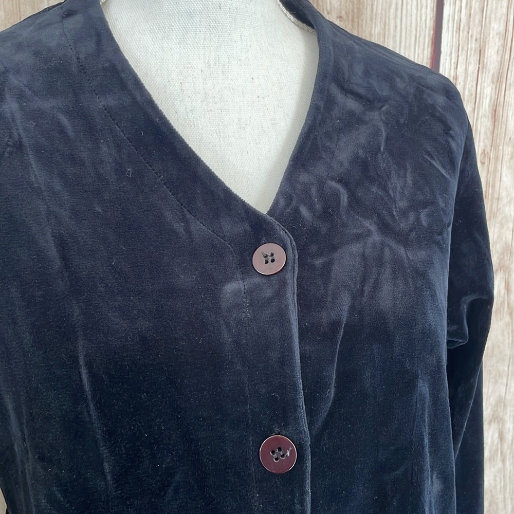 Chaus Petite Velvet Black Button Down Jacket - Small - Picture 3 of 7